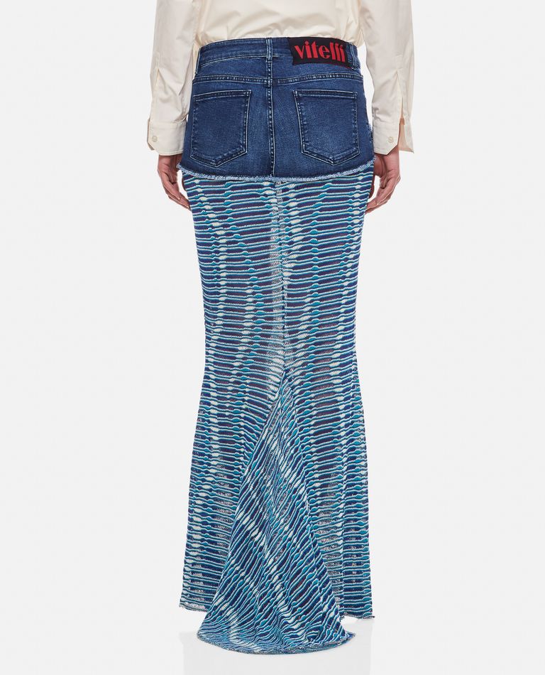 Shop Vitelli Siren Denim Jaquard Maxi Skirt In Blue