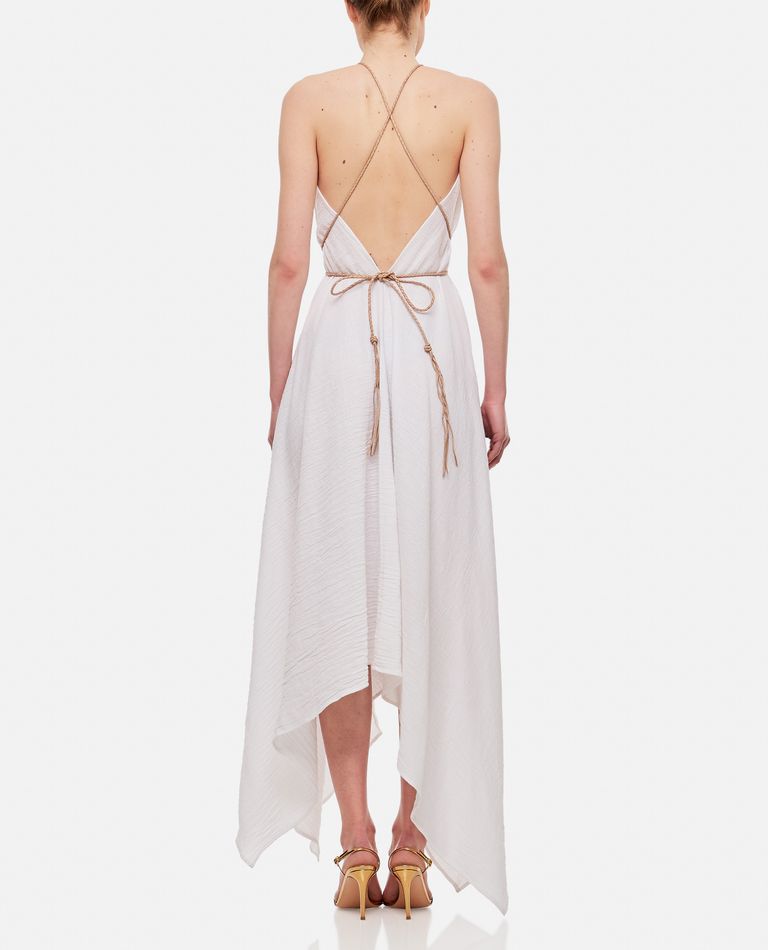 YATZIL COTTON MAXI DRESS WITH WOVEN LEATHER STRAPS