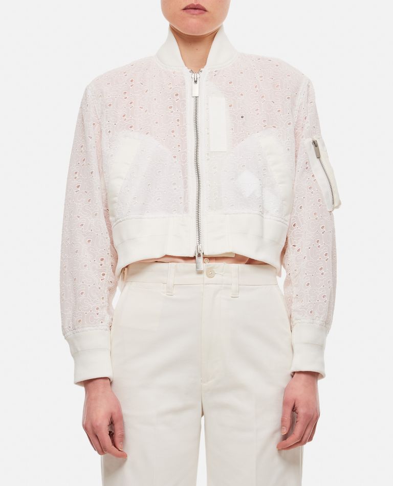 Sacai  ,  Cotton Blend Embroidered Lace Jacket  ,  White 1