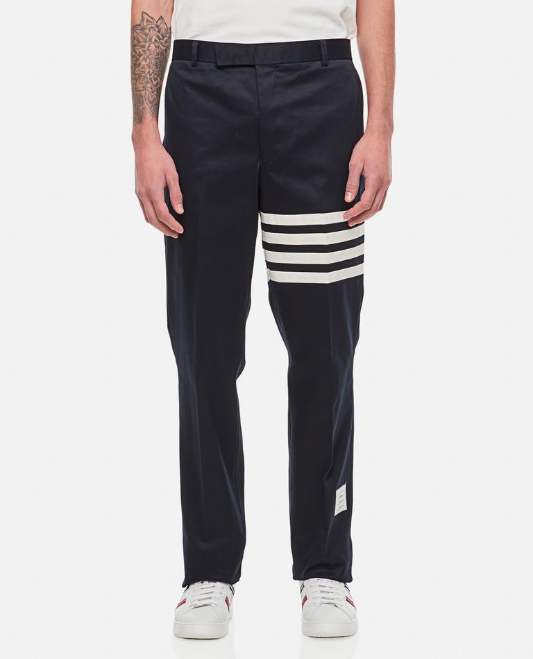 Thom Browne  ,  Unconstructured Chino Trouser W/ 4 Bar In Cotton Twill  ,  Blue 2