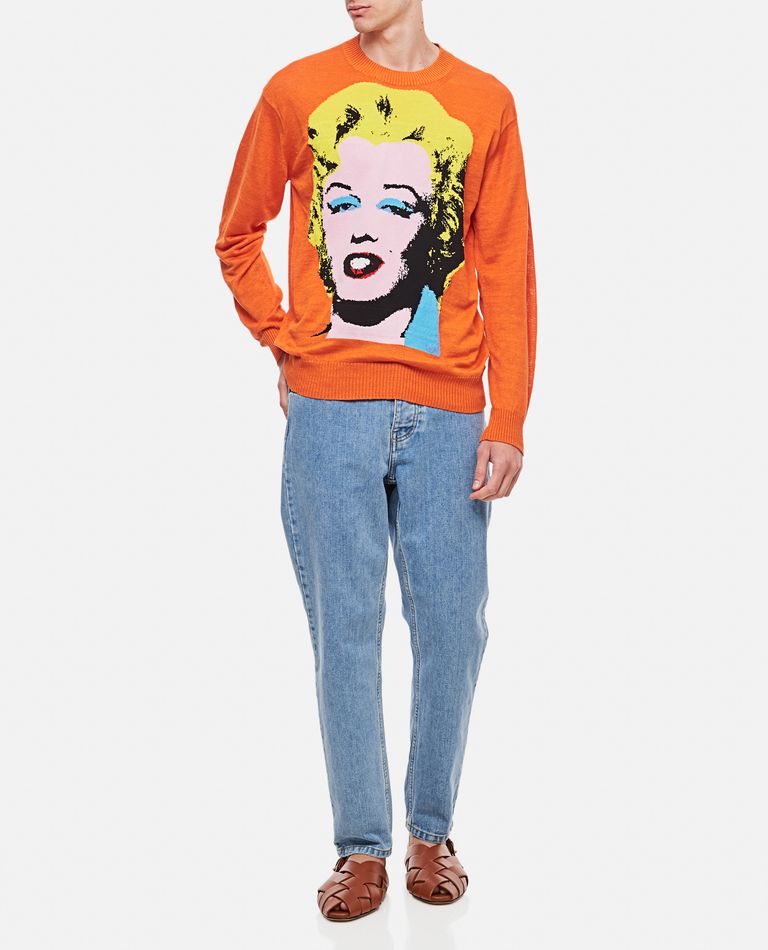 Junya Watanabe Front Patterned Intarsia-knit Jumper In Orange