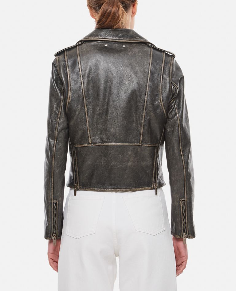Golden Goose Black Leather Jacket With A Glossy Effect In Black