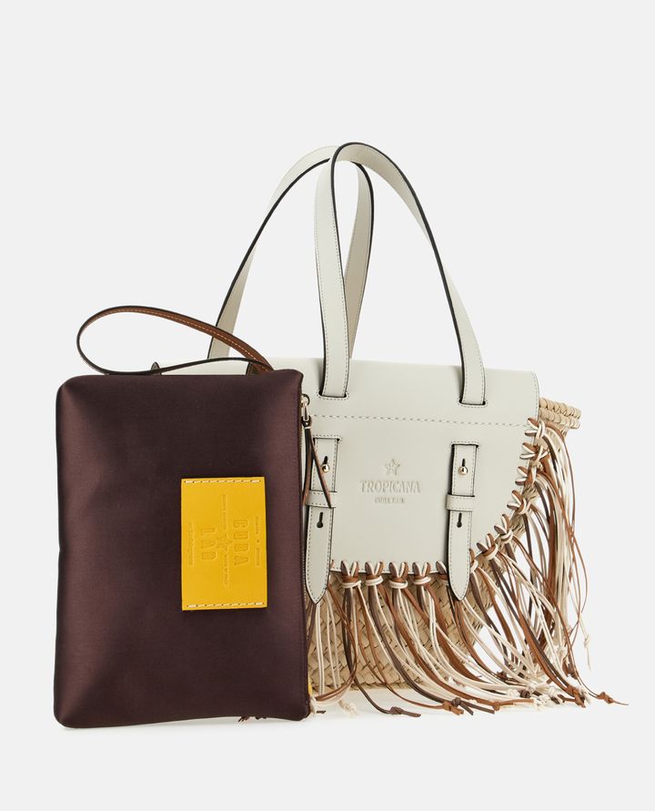 Cuba Lab - TROPICANA STRAW AND LEATHER TOTE BAG WITH APPLIED FRINGES_2