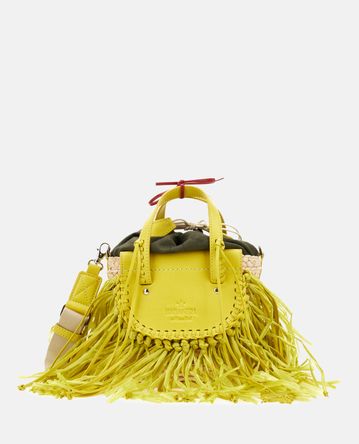 Cuba Lab - HABANERA STRAW AND LEATHER HANDBAG WITH APPLIED FRINGES