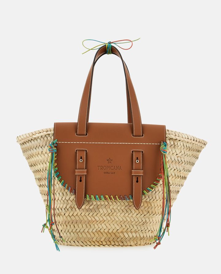 Cuba Lab - TROPICANA STRAW AND LEATHER TOTE BAG_1