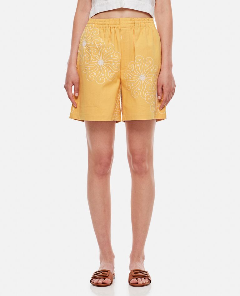 Bode New York  ,  Soleil Cotton Blend Shorts  ,  Yellow XS-S