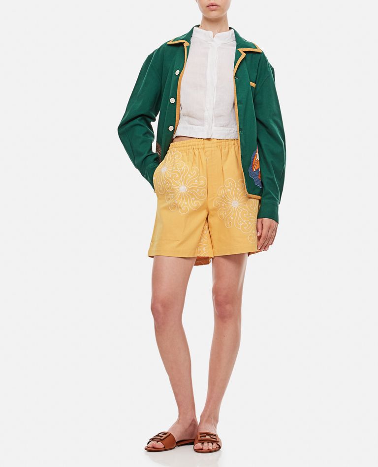 Bode New York  ,  Soleil Cotton Blend Shorts  ,  Yellow XS-S
