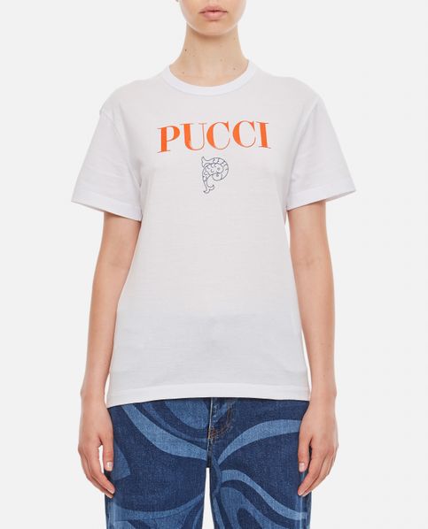 Emilio Pucci White Printed Logo T-Shirt Emilio Pucci