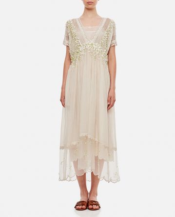 Péro - SHORT SLEEVES SHEER DRESS WITH EMBROIDERIES