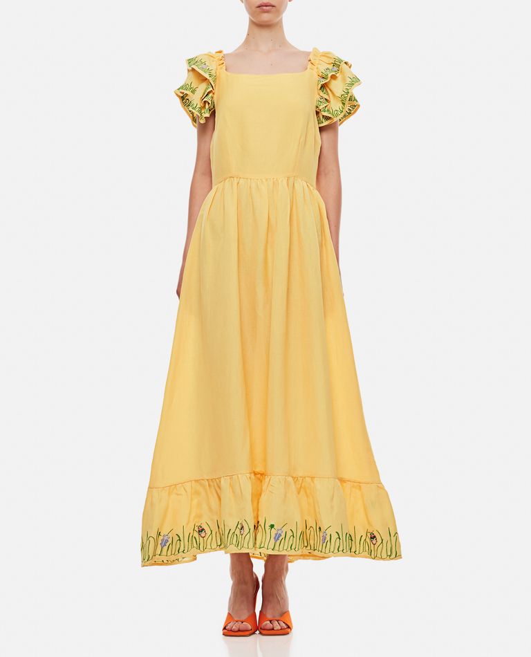 Helmstedt  ,  Brise Embroidered Linen Long Dress  ,  Yellow M