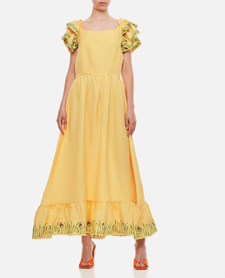 Helmstedt  ,  Brise Embroidered Linen Long Dress  ,  Yellow L