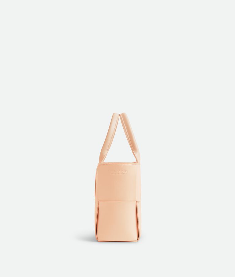 Shop Bottega Veneta Mini Arco Leather Tote Bag In Beige