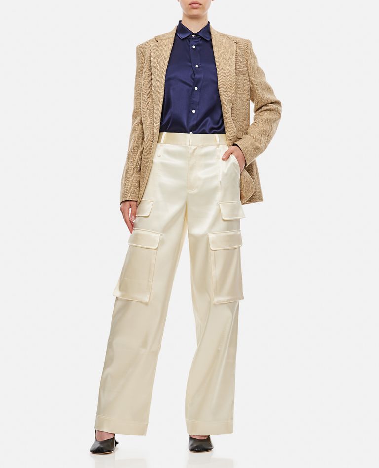 Polo Ralph Lauren  ,  Long Sleeve Button Front Silk Shirt  ,  Blue 2