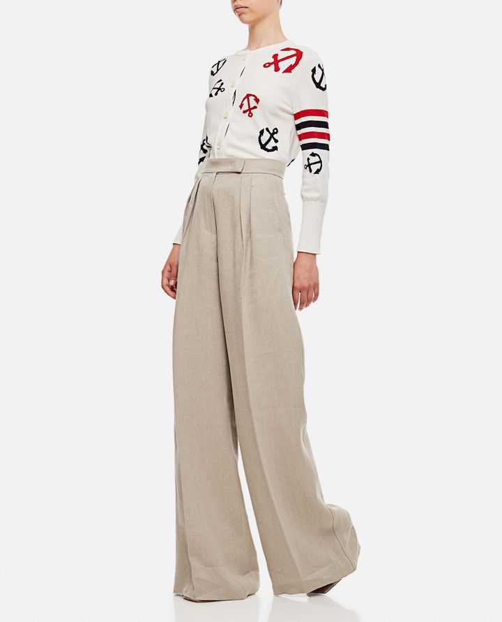 Thom Browne - EMBROIDERED ANCHORS CREWNECK COTTON CARDIGAN_3