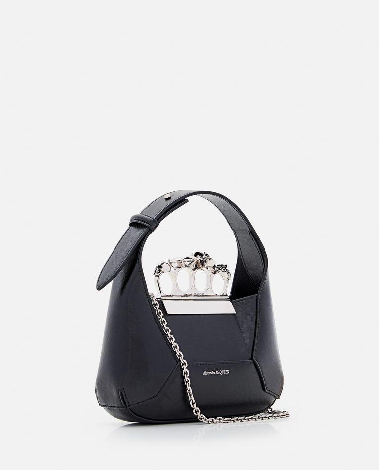 Alexander McQueen  ,  Jewelled Hobo Leather Mini Bag  ,  Black TU