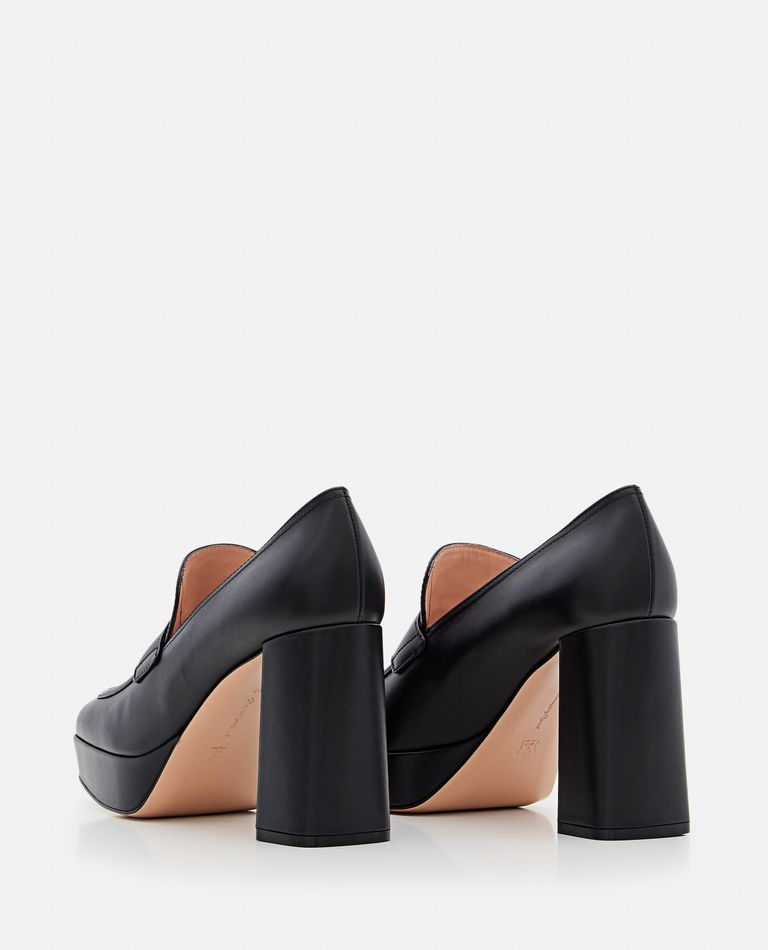 Shop Gianvito Rossi Rouen Heeled Leather Loafers In Black