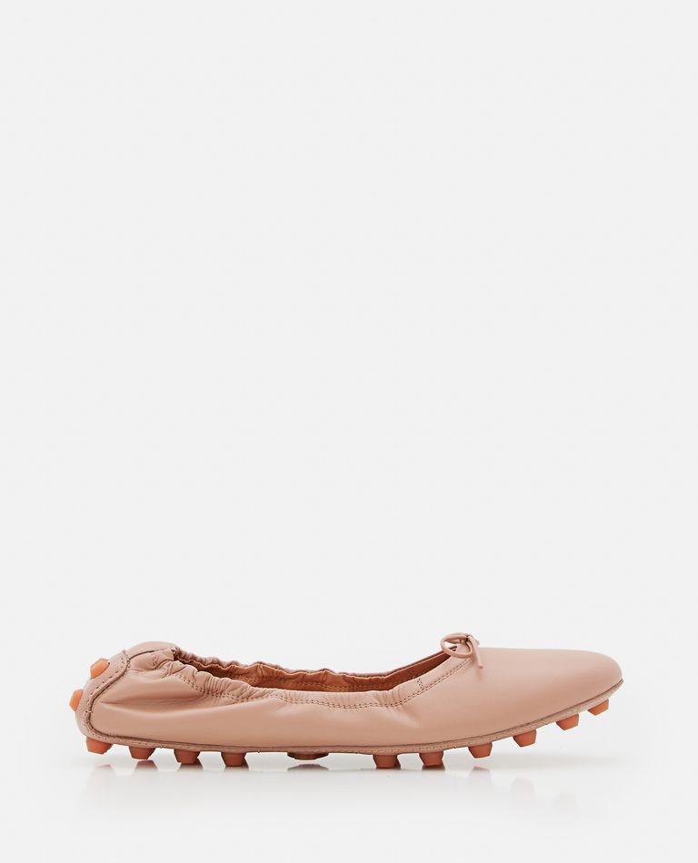 Tod's Beige Gommino Ballerina Shoes In Rose