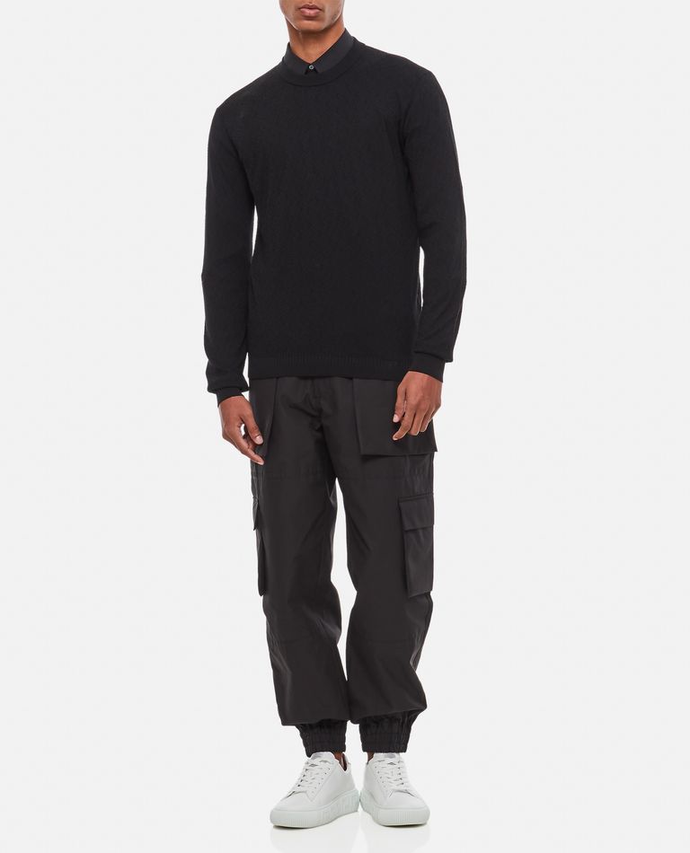 Versace Knit Sweater La Greca Texture All Over In Black