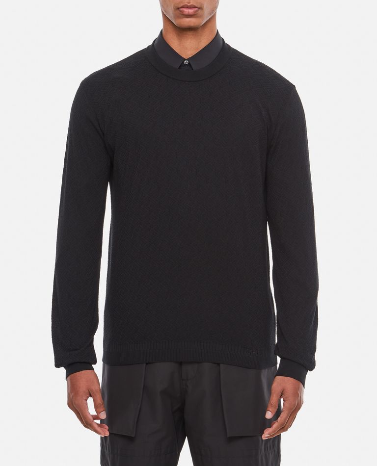 Versace  ,  Knit Sweater La Greca Texture All Over  ,  Black 50