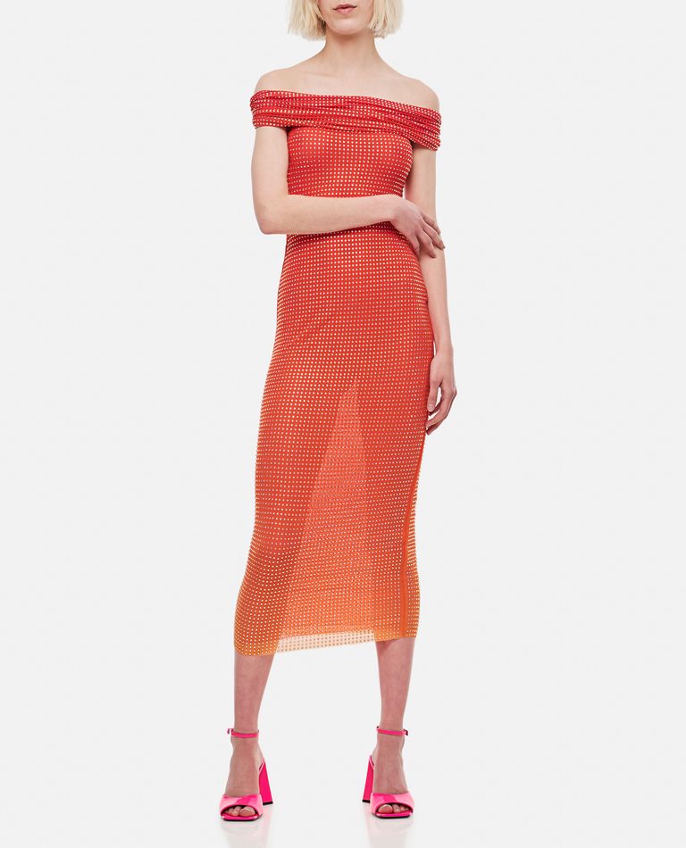 Self-Portrait  ,  Strass Midi Dress  ,  Orange 12