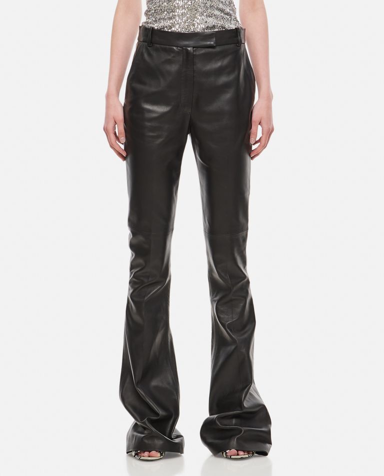 Shop Attico Piaf Leather Flared Trousers In Black