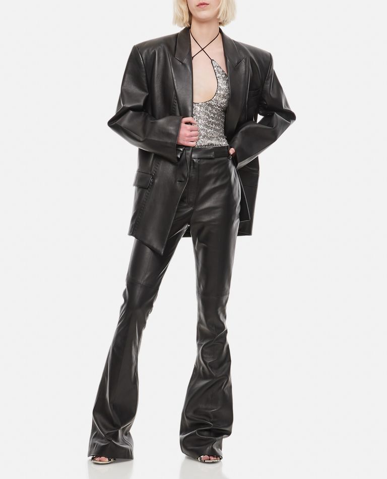 The Attico  ,  Piaf Leather Flared Trousers  ,  Black 42
