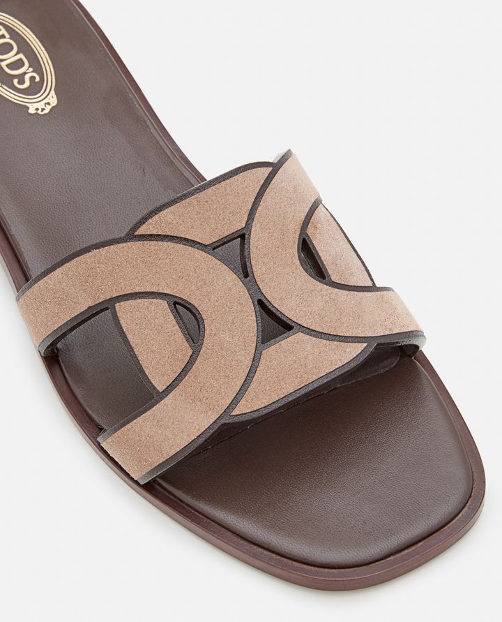 Tod's - LEATHER CHAIN FLAT SANDALS_7