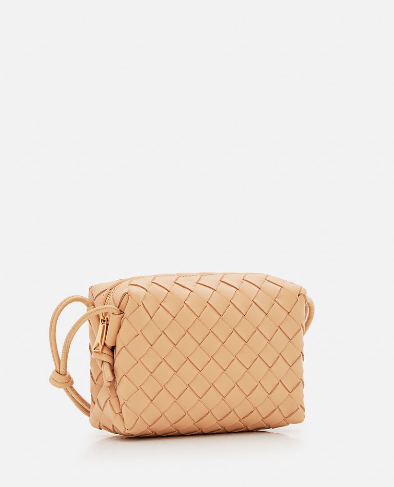 Shop Bottega Veneta Mini Loop Leather Shoulder Bag In Beige