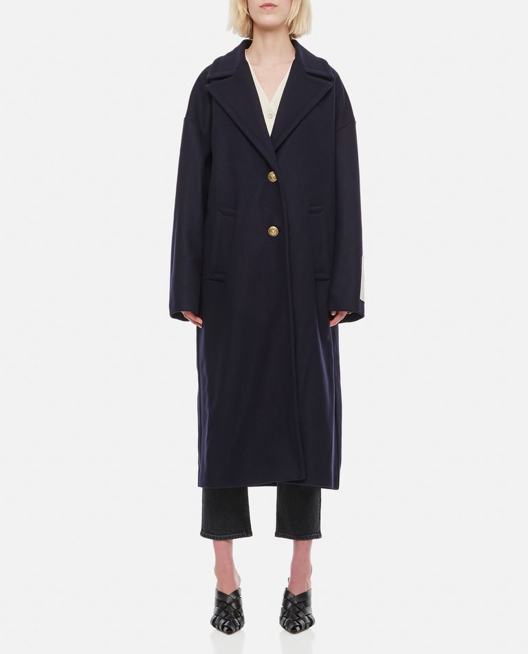 Shop Golden Goose Cocoon Wool Coat In Blue