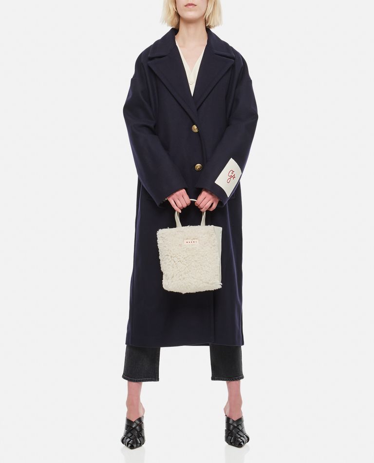 コート Golden Goose FW25 COCOON COAT (GWP00566P000502 50486) Women's single-breasted cocoon coat in dark blue wool with