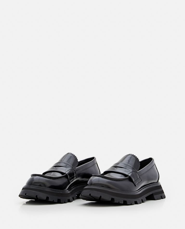 Alexander McQueen  ,  45mm Brushed Leather Track Loafers  ,  Black 39