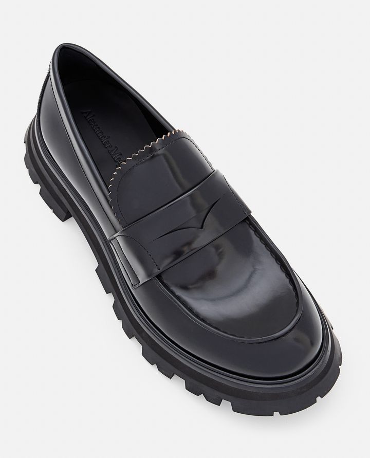 Alexander McQueen - 45MM BRUSHED LEATHER TRACK LOAFERS_4