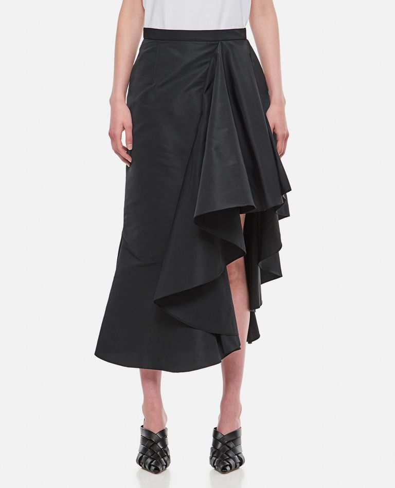 Alexander McQueen  ,  Polyfaille Rouched Midi Skirt  ,  Black 40