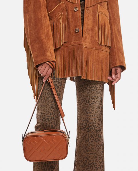 Fendi Embossed Leather Camera Bag in Brown