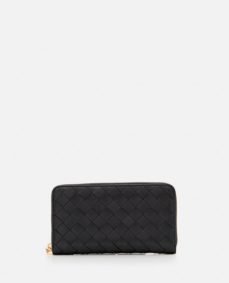 Bottega Veneta  ,  Leather Zip Around Wallet  ,  Black TU