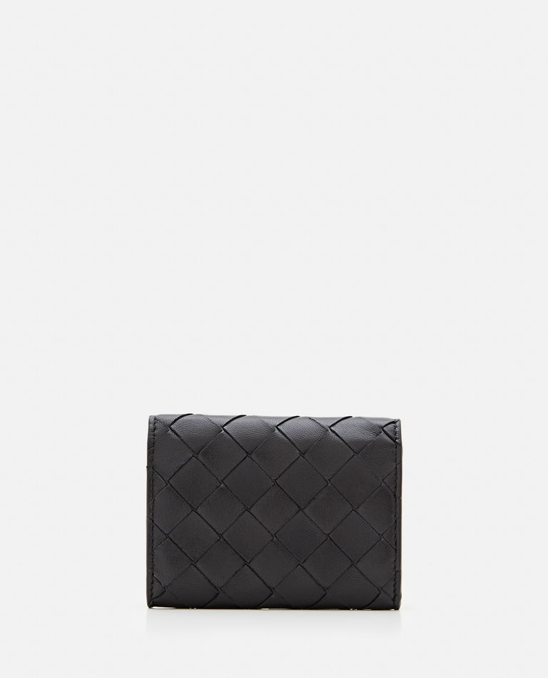 Shop Bottega Veneta Tri-fold Zip Leather Wallet In Black