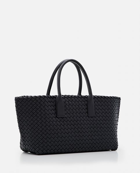 BOTTEGA VENETA: mini Cabat woven leather bag - Black