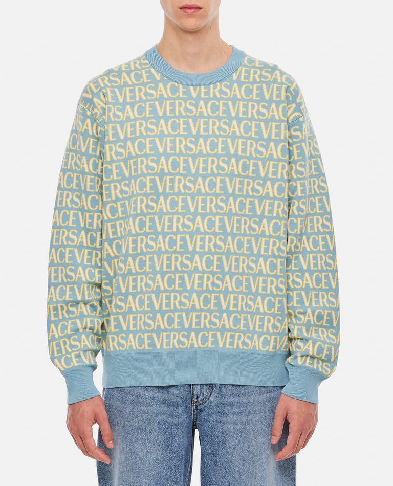 Shop Versace Knit Sweater  All Over In Multicolor
