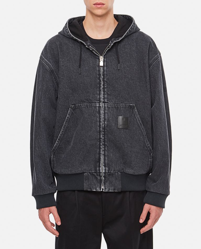 Givenchy  ,  Denim Hoodie Lined  ,  Black M