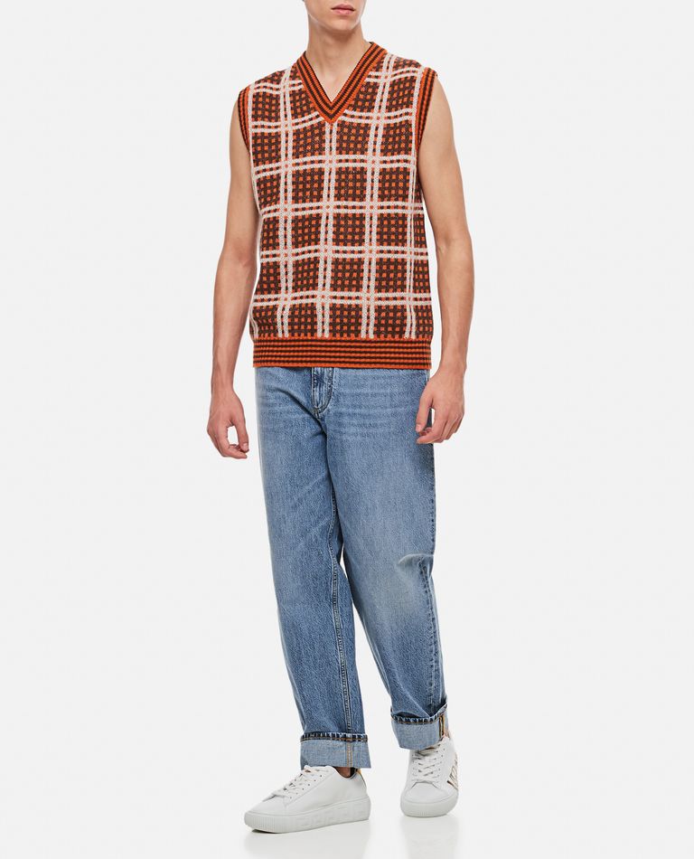 Marni Checked Wool-blend Sweater Vest In Multicolor