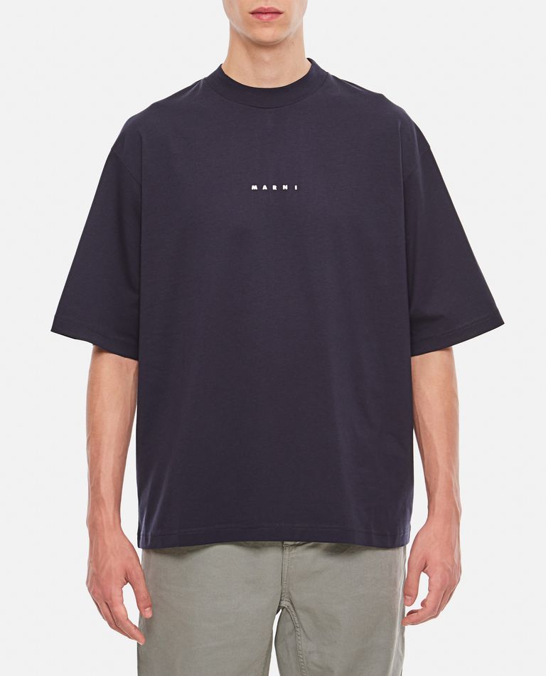 Shop Marni Cotton T-shirt In Blue