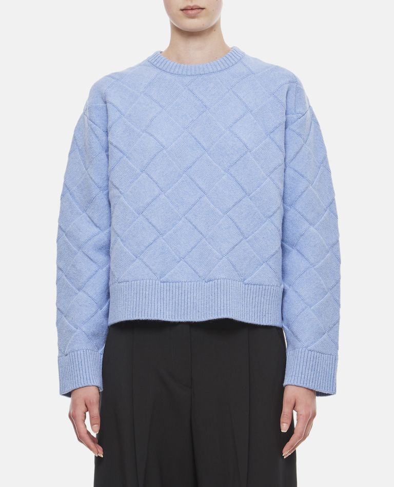 Shop Bottega Veneta Wool Intreccio Knitted Sweater In Sky Blue