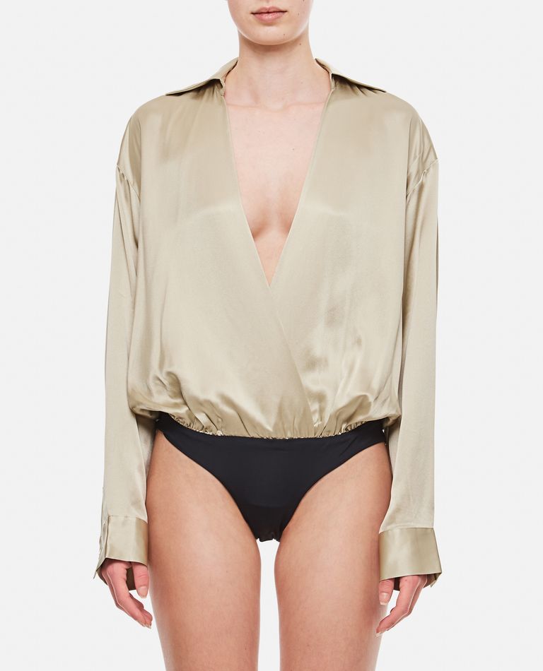 Christopher Esber  ,  Silk Satin Shirt Bodysuit  ,  Gold 8