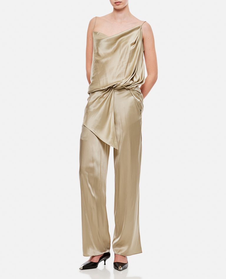 Shop Christopher Esber Silk Satin Trousers In Gold