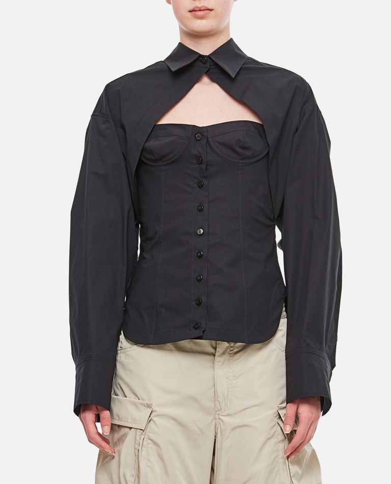Shop Attico Stretch Popeline Bustier Shirt In Black