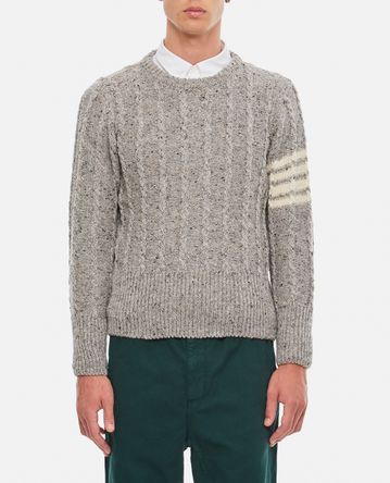Thom Browne - TWIST CABLE CLASSIC CREW NECK PULLOVER IN DONEGAL 4 BAR STRIPE