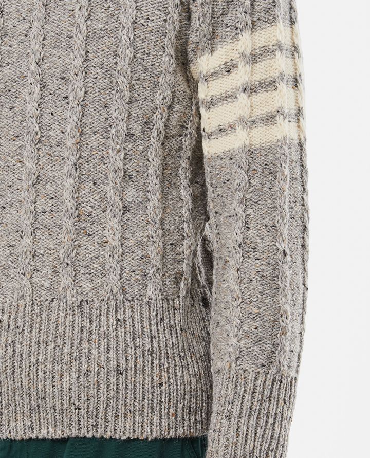Thom Browne - TWIST CABLE CLASSIC CREW NECK PULLOVER IN DONEGAL 4 BAR STRIPE_4