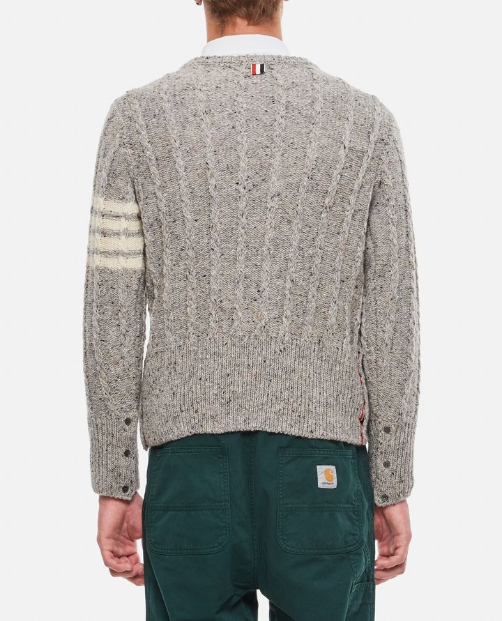 Thom Browne - TWIST CABLE CLASSIC CREW NECK PULLOVER IN DONEGAL 4 BAR STRIPE_3