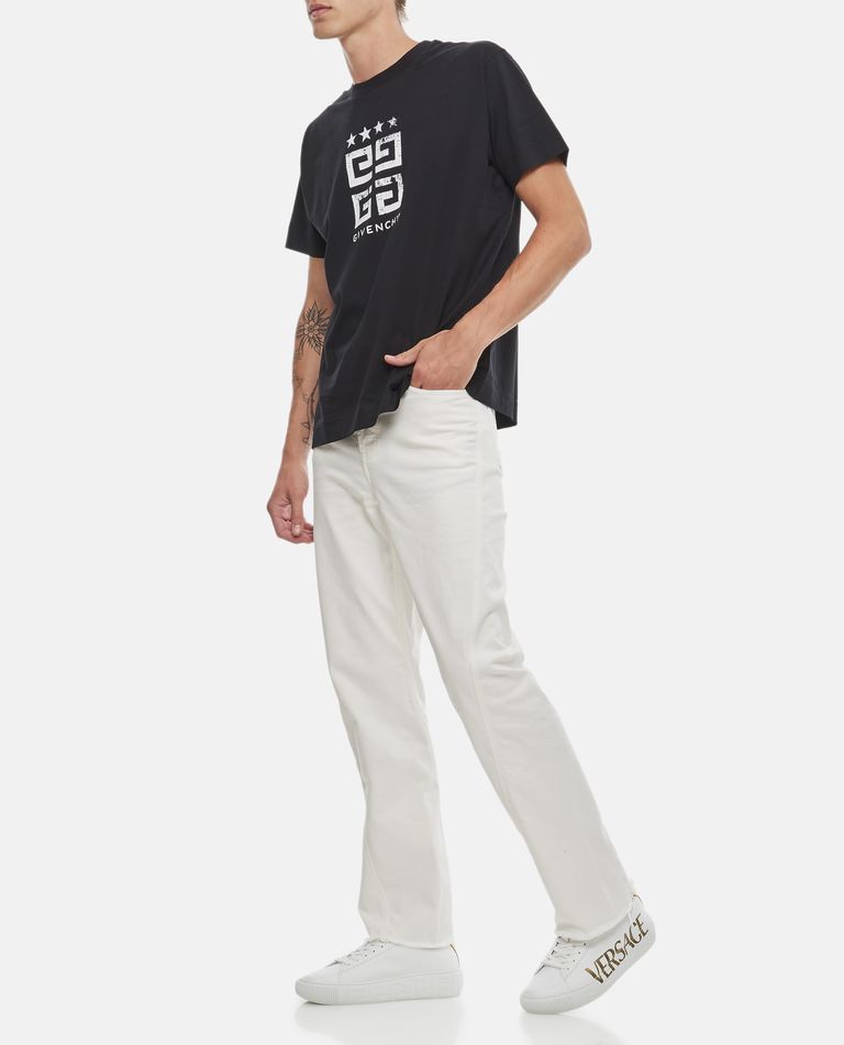 Shop Lanvin Denim Twisted Regular Pants In White