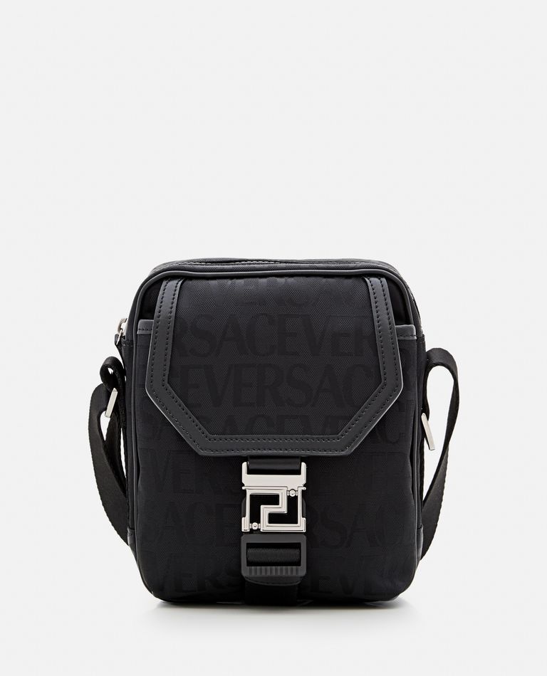 Shop Versace Messenger Fabric Nylon In Black